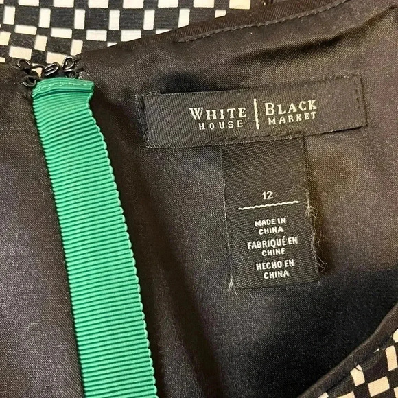 White House Black Market Women's Black White Check Sleeveless Chic Blouse 12 - Picture 4 of 5